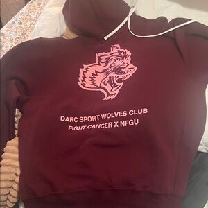 Darc Sport Maroon Hoodie with Pink Wolf Graphic
